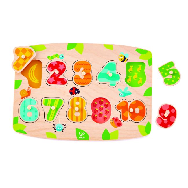 Puzzle din lemn cu butoni - Numere TSGE1404B