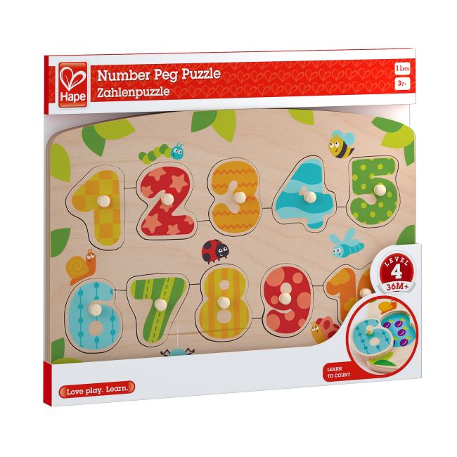Puzzle din lemn cu butoni - Numere TSGE1404B