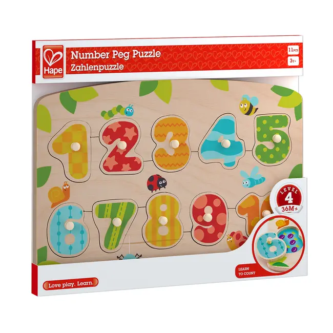 Puzzle din lemn cu butoni - Numere TSGE1404B