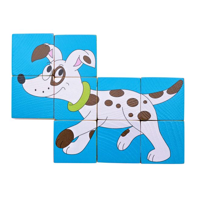 Puzzle din lemn cuburi - Animale colorate TSG91178
