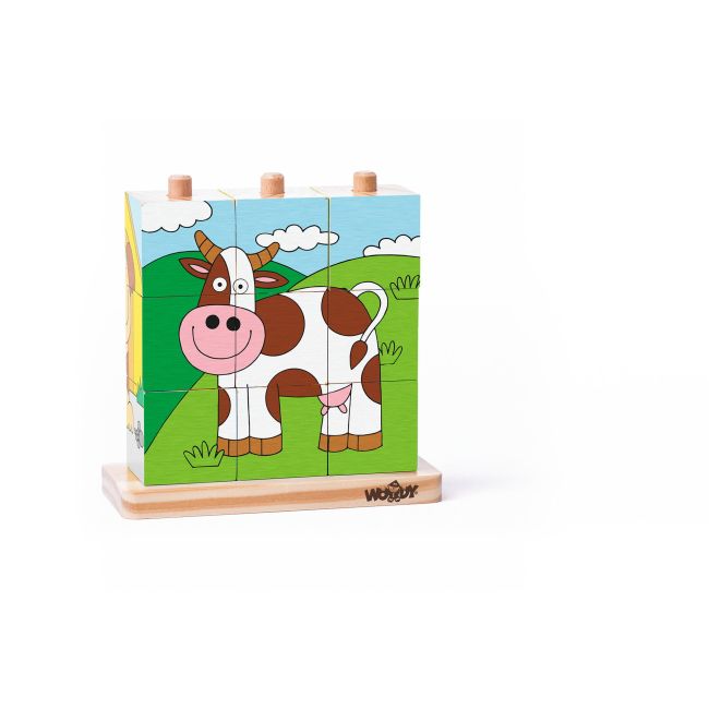 Puzzle din lemn cuburi - Imagini de stivuit 3 x 3 TSG93055