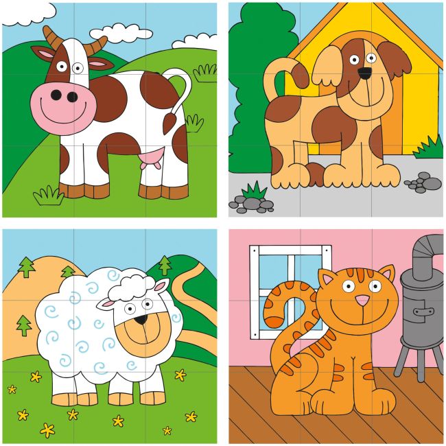 Puzzle din lemn cuburi - Imagini de stivuit 3 x 3 TSG93055