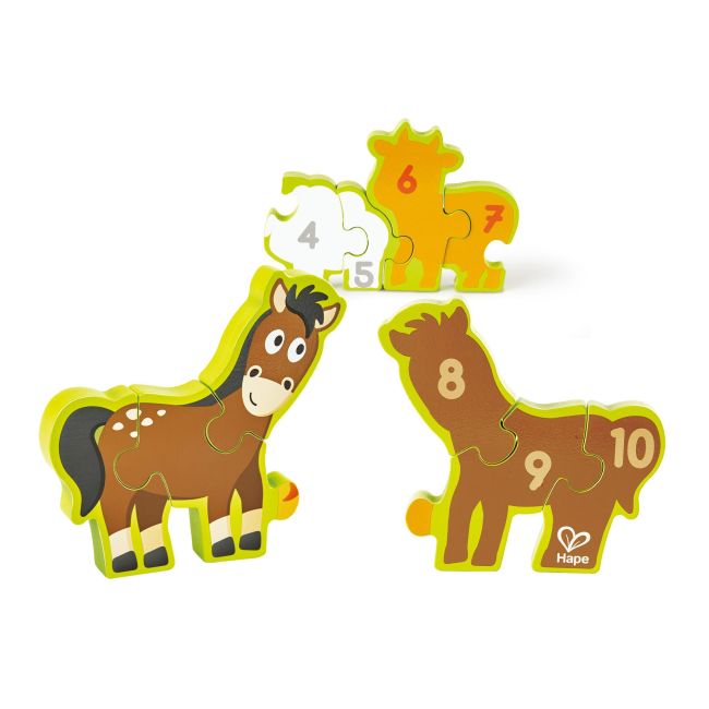 Puzzle din lemn pentru copii cu numere si animale de la ferma TSGE1628A