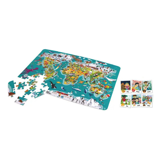 Puzzle pentru copii 2 in 1 in jurul lumii (100 piese) TSGE1626A