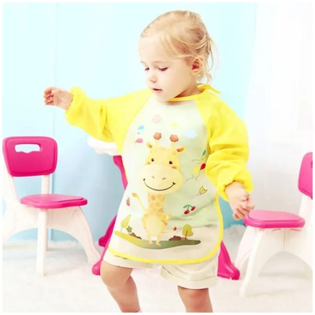 Baveta impermeabila cu manecute lungi - Girafa vesela AD-BV-25-C2