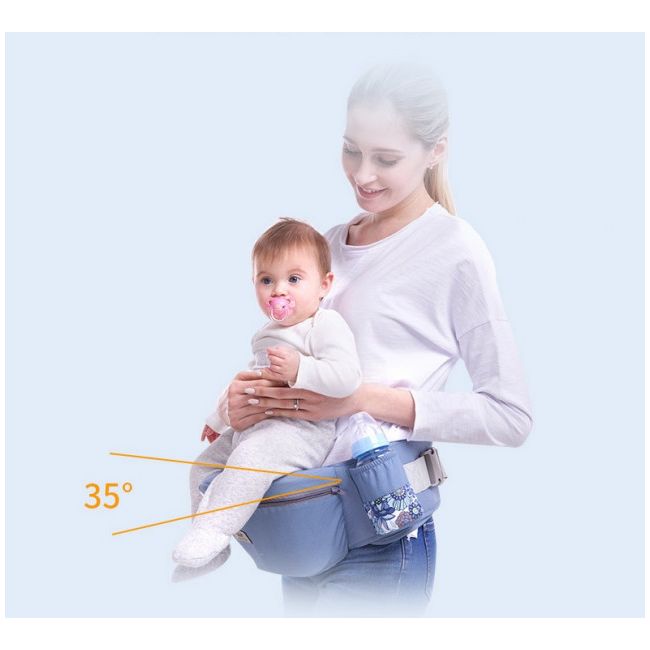 Marsupiu ergonomic cu scaunel - Gri cu flori,