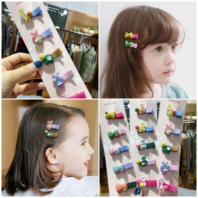 Set de 5 clame colorate pentru par - Iepurasi AL-EL-67