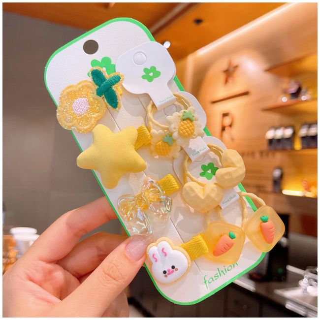 Set de 10 accesorii pentru par - Figurine galbene MDb231-5