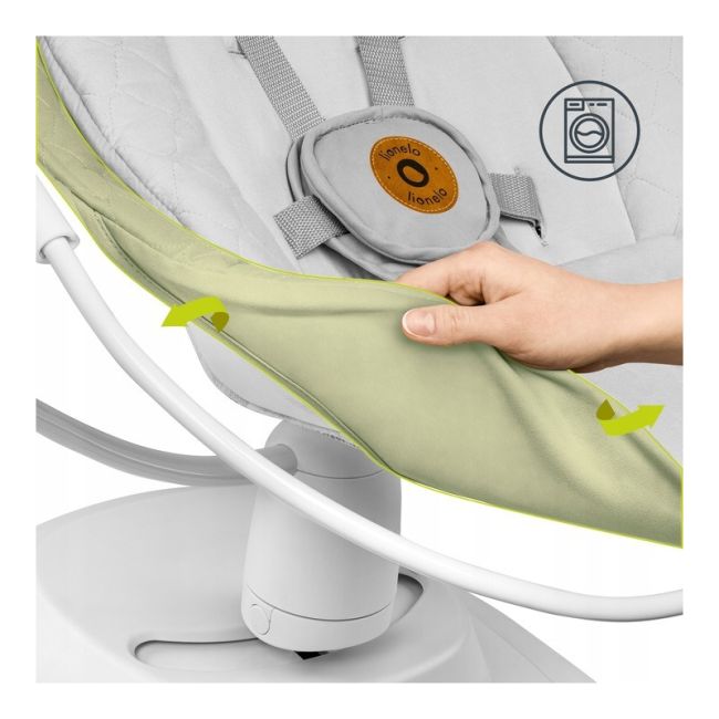 Lionelo - Balansoar multifunctional Bella, Electric, Scaun reglabil, Ecran tactil si telecomanda, 6 miscari unice, 5 viteze, Cu melodii, Gri BYNLO-BELLA_GREY_CONCRETE