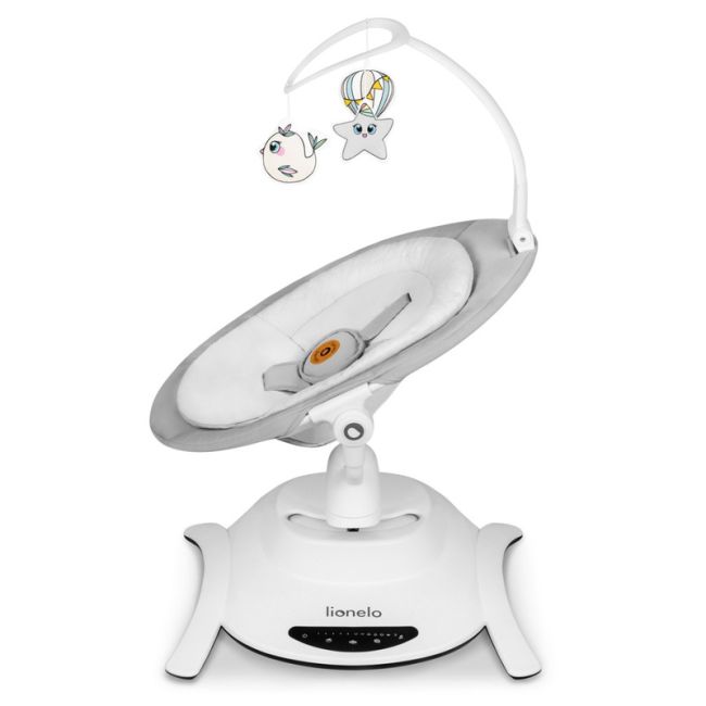 Lionelo - Balansoar multifunctional Bella, Electric, Scaun reglabil, Ecran tactil si telecomanda, 6 miscari unice, 5 viteze, Cu melodii, Gri BYNLO-BELLA_GREY_CONCRETE