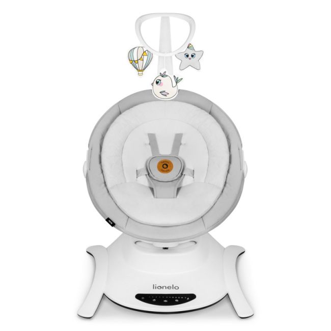 Lionelo - Balansoar multifunctional Bella, Electric, Scaun reglabil, Ecran tactil si telecomanda, 6 miscari unice, 5 viteze, Cu melodii, Gri BYNLO-BELLA_GREY_CONCRETE