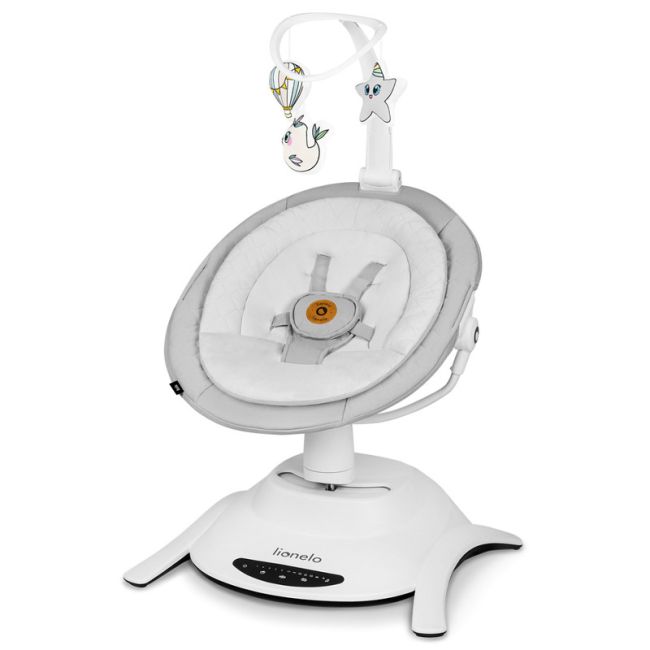 Lionelo - Balansoar multifunctional Bella, Electric, Scaun reglabil, Ecran tactil si telecomanda, 6 miscari unice, 5 viteze, Cu melodii, Gri BYNLO-BELLA_GREY_CONCRETE