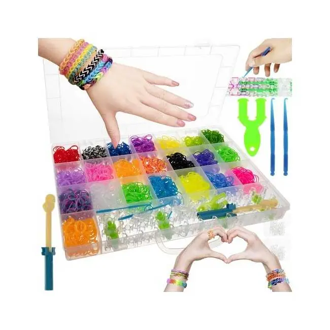 Set creativ elastice loom colorate cu organizator si accesorii, 4400 piese Kruzzel MY18062 BBJMY18062_Initiala