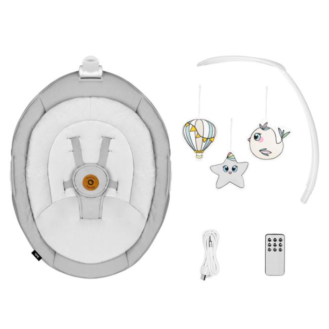 Lionelo - Balansoar multifunctional Bella, Electric, Scaun reglabil, Ecran tactil si telecomanda, 6 miscari unice, 5 viteze, Cu melodii, Gri BYNLO-BELLA_GREY_CONCRETE