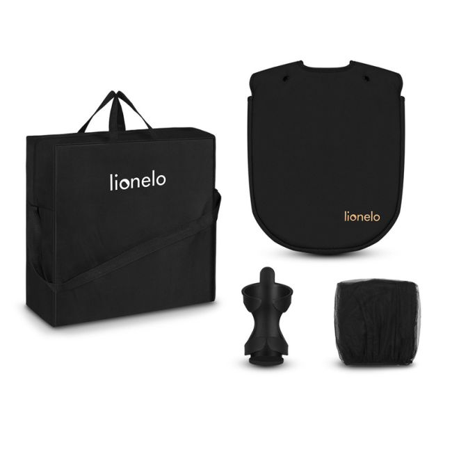 Lionelo - Carucior sport Julie One, De la nastere, Greutate redusa, Cu accesorii, Cadru din aluminiu, 0-22 kg, Conform cu standardele europene de securitate EN1888-1 si EN1888-2, Negru/Auriu BYNLO-JULIE_ONE_BLACK_GOLD