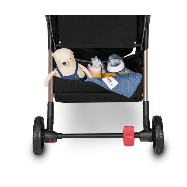 Lionelo - Carucior sport Julie One, De la nastere, Greutate redusa, Cu accesorii, Cadru din aluminiu, 0-22 kg, Conform cu standardele europene de securitate EN1888-1 si EN1888-2, Negru/Auriu BYNLO-JULIE_ONE_BLACK_GOLD