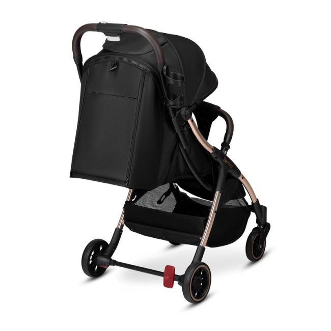 Lionelo - Carucior sport Julie One, De la nastere, Greutate redusa, Cu accesorii, Cadru din aluminiu, 0-22 kg, Conform cu standardele europene de securitate EN1888-1 si EN1888-2, Negru/Auriu BYNLO-JULIE_ONE_BLACK_GOLD