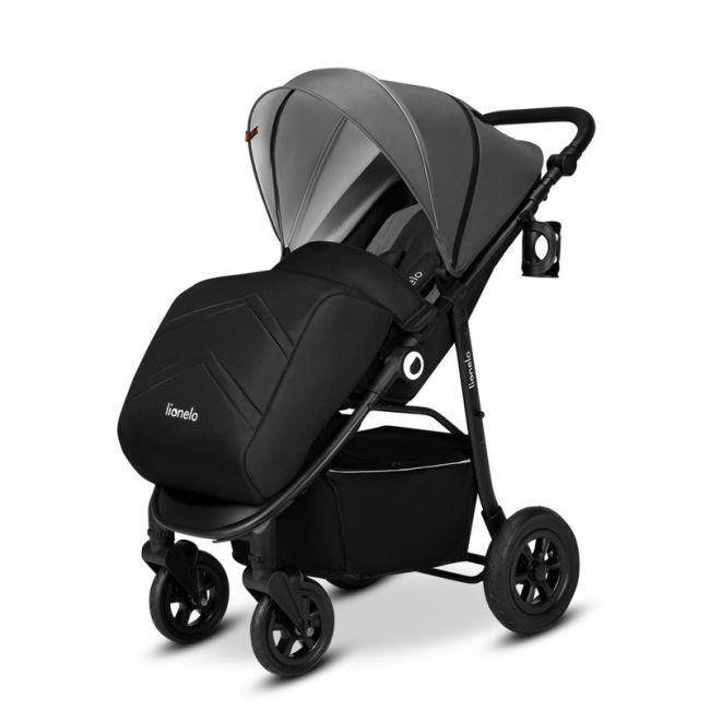 Lionelo - Carucior sport Natt, De la nastere, Cu accesorii si capotina XXL reglabila, 0 - 22 kg, Conform cu standardele europene de securitate EN1888-1, EN1888-2, Gri BYNLO-NATT_GREY_STONE