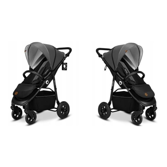Lionelo - Carucior sport Natt, De la nastere, Cu accesorii si capotina XXL reglabila, 0 - 22 kg, Conform cu standardele europene de securitate EN1888-1, EN1888-2, Gri BYNLO-NATT_GREY_STONE