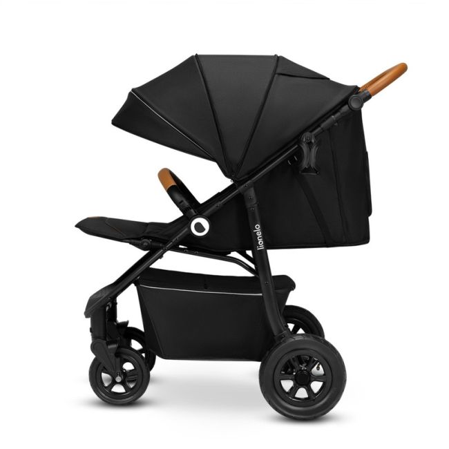 Lionelo - Carucior sport Natt, De la nastere, Cu accesorii si capotina XXL reglabila, 0 - 22 kg, Conform cu standardele europene de securitate EN1888-1, EN1888-2, Negru Onyx BYNLO-NATT_BLACK_ONYX