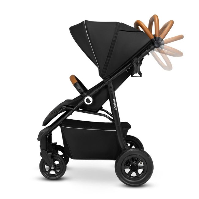 Lionelo - Carucior sport Natt, De la nastere, Cu accesorii si capotina XXL reglabila, 0 - 22 kg, Conform cu standardele europene de securitate EN1888-1, EN1888-2, Negru Onyx BYNLO-NATT_BLACK_ONYX