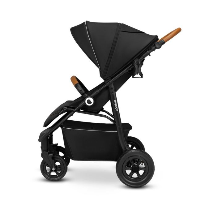 Lionelo - Carucior sport Natt, De la nastere, Cu accesorii si capotina XXL reglabila, 0 - 22 kg, Conform cu standardele europene de securitate EN1888-1, EN1888-2, Negru Onyx BYNLO-NATT_BLACK_ONYX