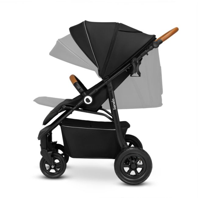 Lionelo - Carucior sport Natt, De la nastere, Cu accesorii si capotina XXL reglabila, 0 - 22 kg, Conform cu standardele europene de securitate EN1888-1, EN1888-2, Negru Onyx BYNLO-NATT_BLACK_ONYX