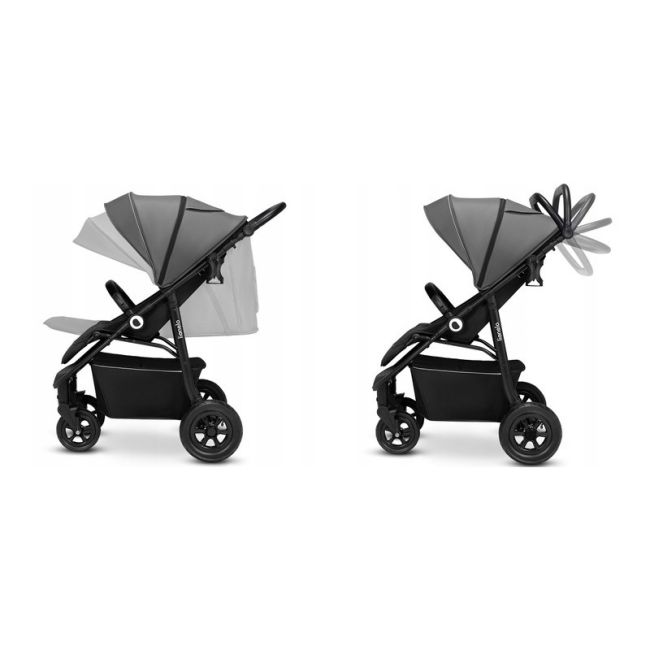 Lionelo - Carucior sport Natt, De la nastere, Cu accesorii si capotina XXL reglabila, 0 - 22 kg, Conform cu standardele europene de securitate EN1888-1, EN1888-2, Negru Onyx BYNLO-NATT_BLACK_ONYX