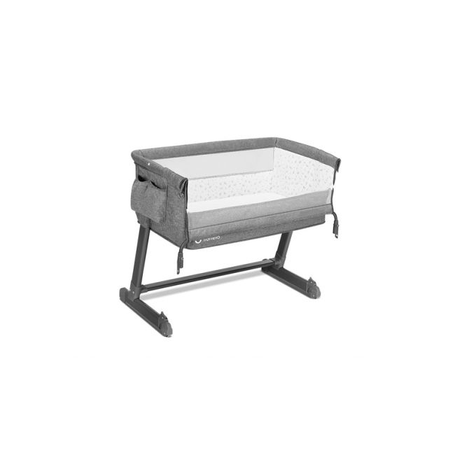 Lionelo - Patut co-sleeper Theo 2 in 1, Cu setare unghiulara, Reglabil in 5 pozitii pe inaltime, Conform cu standardele europeane de securitate EN1130 si EN16890, Grey Stone BYNLO-THEO_GREY_STONE_NATURAL