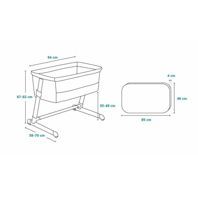Lionelo - Patut co-sleeper Theo 2 in 1, Cu setare unghiulara, Reglabil in 5 pozitii pe inaltime, Conform cu standardele europeane de securitate EN1130 si EN16890, Grey Stone BYNLO-THEO_GREY_STONE_NATURAL