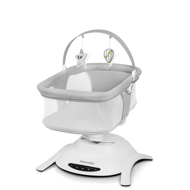 Lionelo - Set 2 in 1, Balansoar si landou Bella, Rotative 360, Ecran tactil si telecomanda, Electric, Scaun reglabil, 6 miscari unice, 5 viteze, Cu melodii, Gri BYNLO-BELLA_SET_GREY_CONCRETE