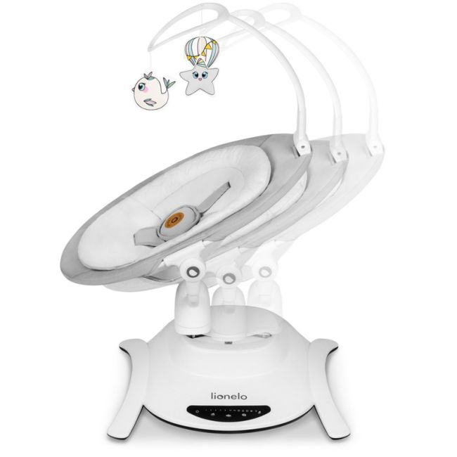 Lionelo - Set 2 in 1, Balansoar si landou Bella, Rotative 360, Ecran tactil si telecomanda, Electric, Scaun reglabil, 6 miscari unice, 5 viteze, Cu melodii, Gri BYNLO-BELLA_SET_GREY_CONCRETE