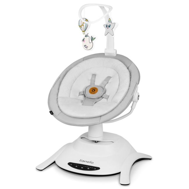 Lionelo - Set 2 in 1, Balansoar si landou Bella, Rotative 360, Ecran tactil si telecomanda, Electric, Scaun reglabil, 6 miscari unice, 5 viteze, Cu melodii, Gri BYNLO-BELLA_SET_GREY_CONCRETE