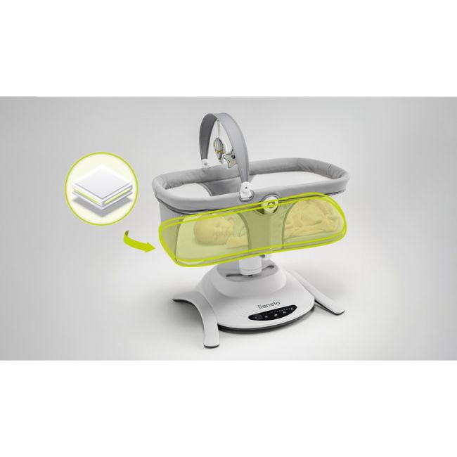 Lionelo - Set 2 in 1, Balansoar si landou Bella, Rotative 360, Ecran tactil si telecomanda, Electric, Scaun reglabil, 6 miscari unice, 5 viteze, Cu melodii, Gri BYNLO-BELLA_SET_GREY_CONCRETE