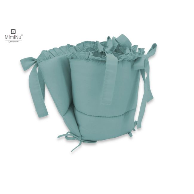 MimiNu - Aparatoare pentru patut 120x60 cm, Cu volanase, Din bumbac certificat Oeko Tex Standard 100, Cu inaltimea de 30 cm, Cu panglici, Colectia Royal, Nepal Green BYN6426972020541