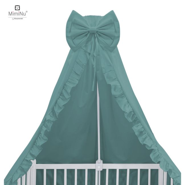 MimiNu - Baldachin pentru patut, cu funda si volanas, 210x145 cm, Material certificat Oeko Tex Standard 100, Colectia Royal, Nepal Green BYN6426972021005