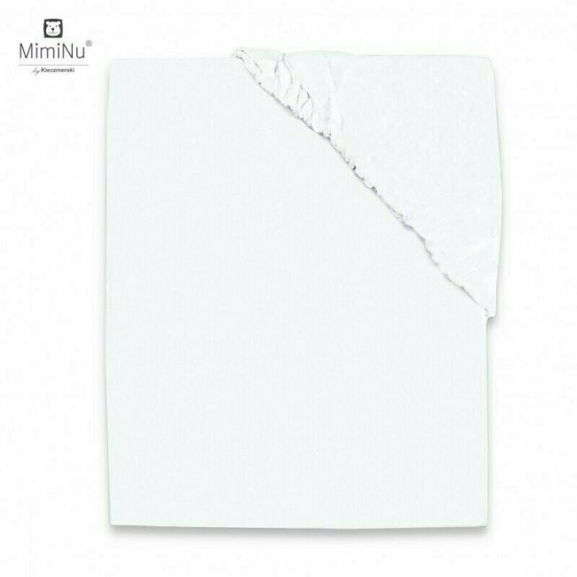 MimiNu - Cearceaf Jerse cu elastic, Pentru pat 160x80 cm, Material certificat Oeko Tex Standard 100, White BYN6426972022064