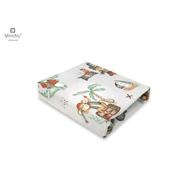 MimiNu - Cearceaf cu elastic pentru patut leagan sau patut co-sleeper, Dimensiune 90x40 cm, Din bumbac certificat Oeko Tex Standard 100, Design, Pirates Natural BYN6426972021180