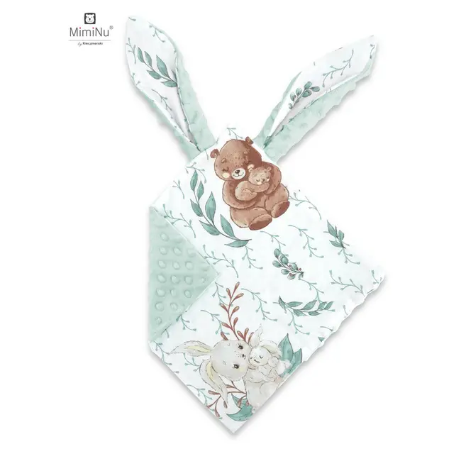 MimiNu - Jucarie textila senzoriala, Moale, Cu doua fete, 30 x 30 cm, Din tesatura minky si bumbac, Materiale certificate Oeko Tex Standard 100, Minky Lulu Natural BYN6426972020213