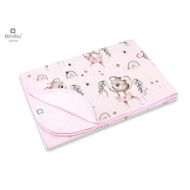 MimiNu - Paturica moale cu doua fete, Dimensiune 75x100 cm, Din bumbac certificat Oeko Tex Standard 100, Design, Little Ballerina Pink BYN6426972020978