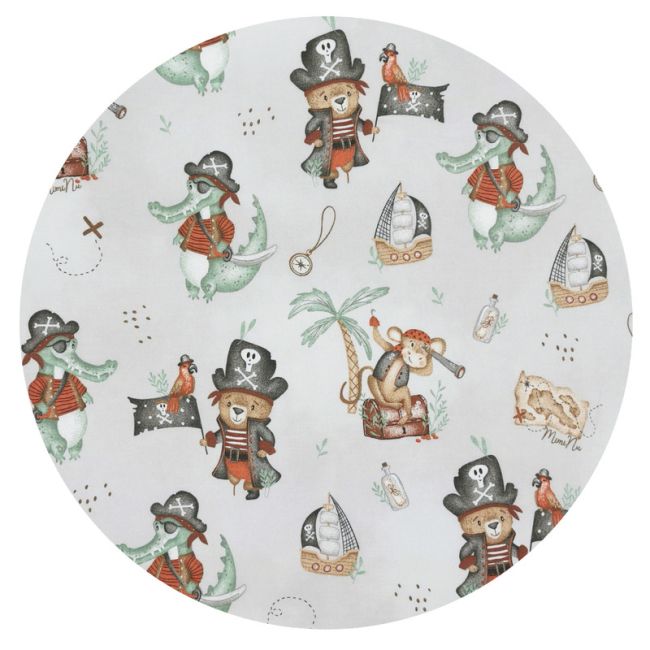 MimiNu - Paturica moale cu doua fete, Dimensiune 75x100 cm, Din bumbac certificat Oeko Tex Standard 100, Design, Pirates Natural BYN6426972020800
