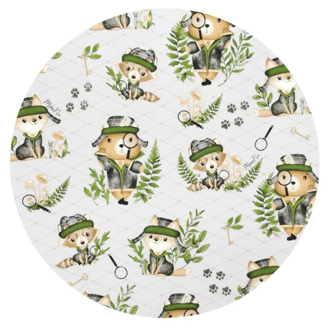 MimiNu - Salteluta pentru carucior, Reversibila, Cu doua fete, Din catifea matlasata si bumbac, Materiale certificate Oeko Tex Standard 100, Dimensiune 78 x 34 cm, Minky Detective Natural BYN6426972021319