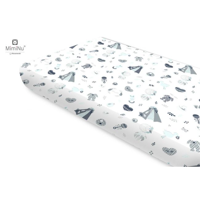 Miminu - Cearceaf cu elastic, Din bumbac certificat Oeko Tex Standard 100, Pentru pat 160x80 cm, Baby Shower Blue BYN6426972022033