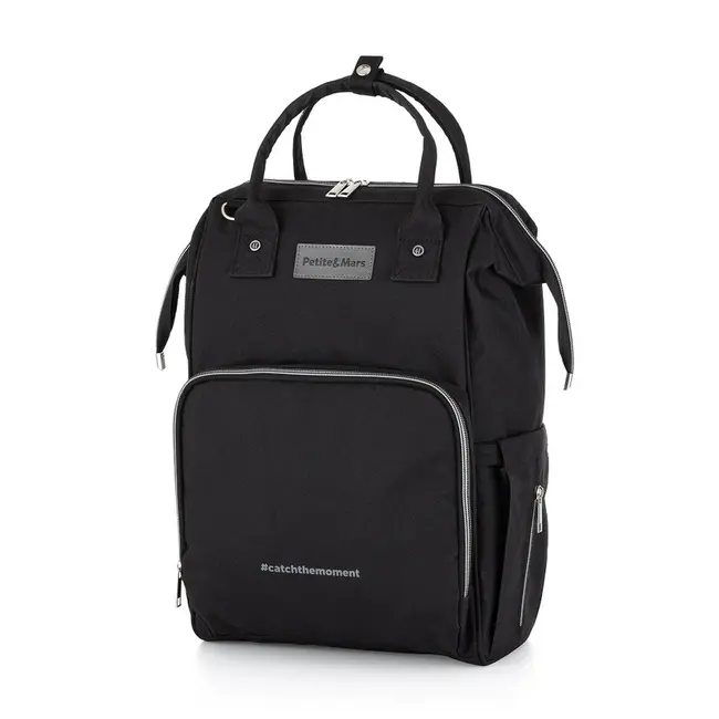 Petite&Mars - Rucsac pentru mamici, Cu 11 compartimente, Cu buzunare termice, Saltea de infasat inclusa, 30 x 42 x 15 cm, Jack, Black BYN507906