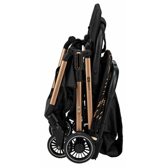 Carucior sport pliabil automat, Unique, Spatar reglabil, Suport pentru sticla, 6.6 Kg, Conform cu standardul european de securitate EN 1888-2:2018, FreeON, Gold Rose BYN48839