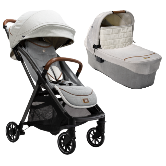 Joie - carucior pentru copii ultracompact 2 in 1 parcel, nastere - 22 kg, signature oyster (carucior parcel pine + landou ramble xl oyster) bbbs2112aaoys000set