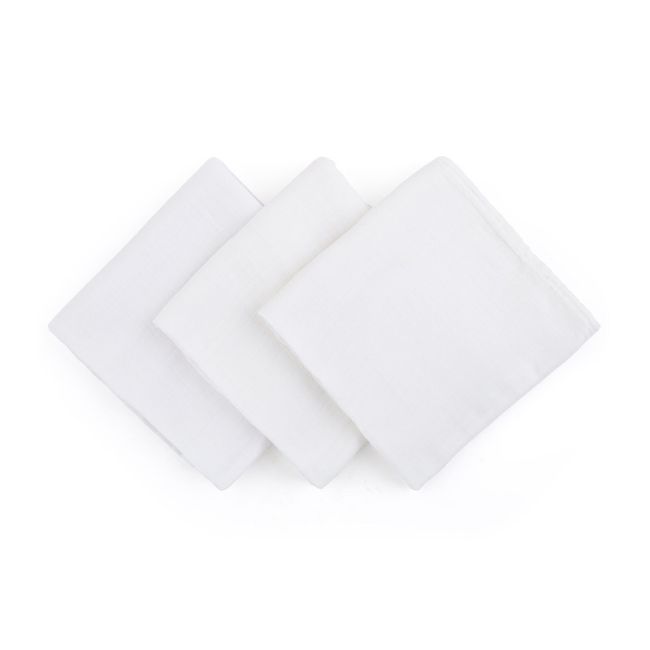 Petite&Mars - Set 3 scutece din muselina de bambus Moussy Total White, Hipoalergenice, 68 x 68 cm, Certificate Oeko Tex Standard 100, Alb BYN415833