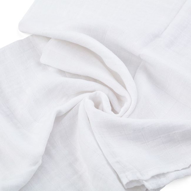Petite&Mars - Set 3 scutece din muselina de bambus Moussy Total White, Hipoalergenice, 68 x 68 cm, Certificate Oeko Tex Standard 100, Alb BYN415833