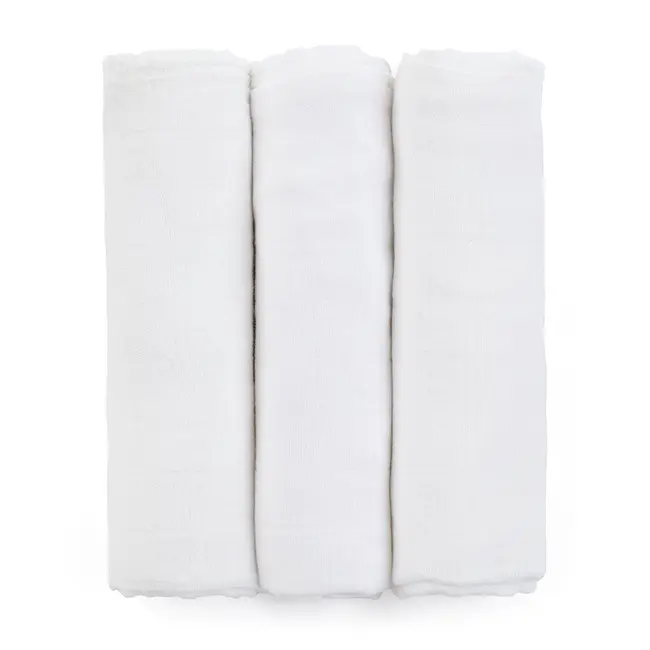 Petite&Mars - Set 3 scutece din muselina de bambus Moussy Total White, Hipoalergenice, 68 x 68 cm, Certificate Oeko Tex Standard 100, Alb BYN415833