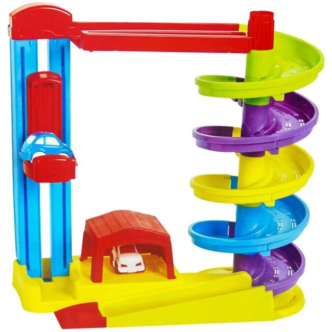 Pista de masini pilsan road set with car lift galben cu 2 masinute hubpl-07-668-ye